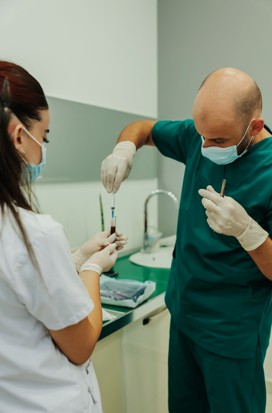 Oral surgery in progress at the clinic by Dr. Besmir Metalla